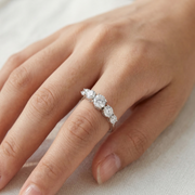 925 Sterling Silver Five Stone Zircon Diamond Ring For Women